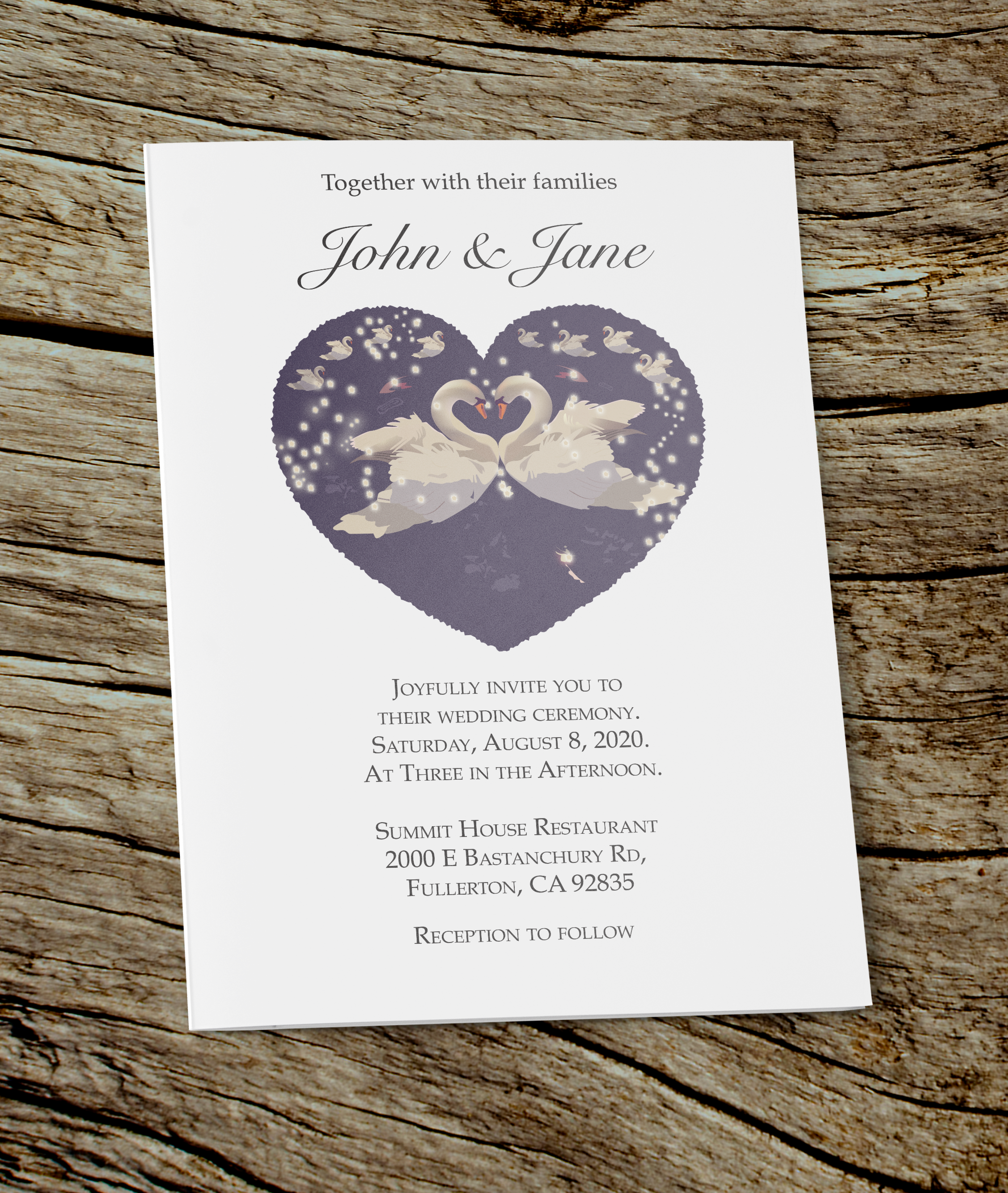 Swan Love Wedding Invitation