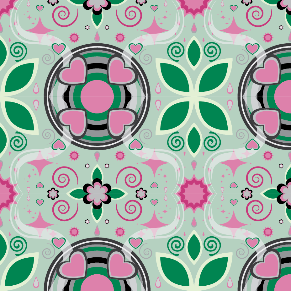 Pink and Green Heart Leaf Pattern Detail