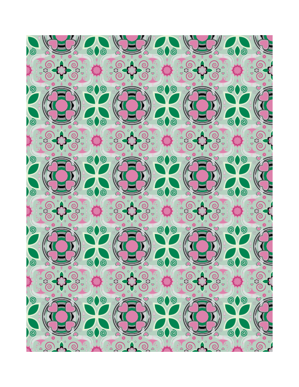 Pink and Green Heart Leaf Pattern